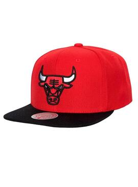 GORRA MITCHELL BULL ROJO NEGRO