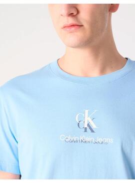 Camiseta CK Shadow Logo Celeste